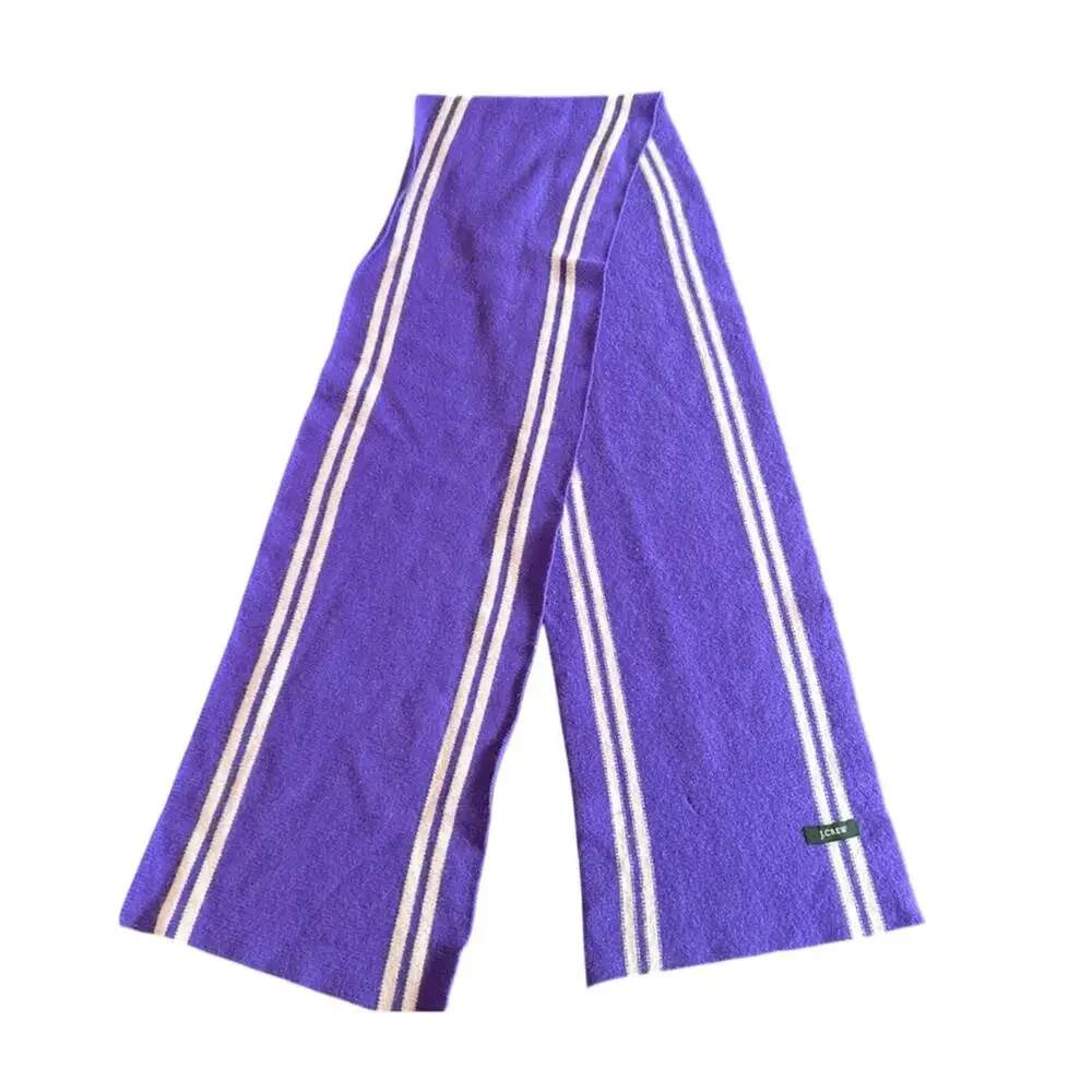 J. Crew Purple and White Striped Sweater Scarf- spring bright chic- color pop OS